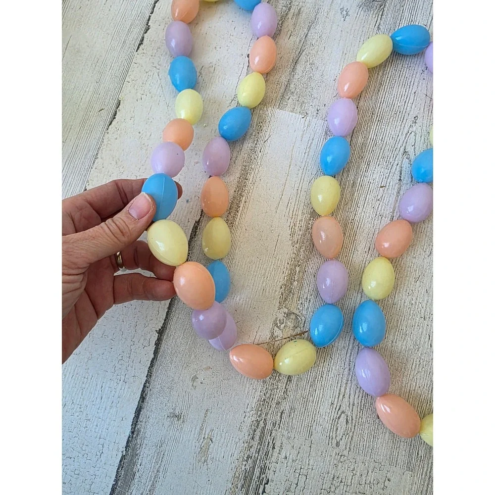 Vintage blow mold Easter Garland plastic pastels spring tree decor